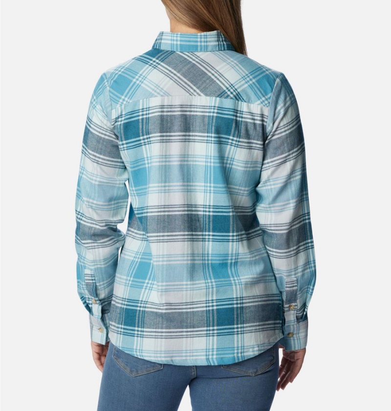 Columbia Calico Basin Flannel Long Sleeve Women's Shirt Turquoise | FDVBAM-140