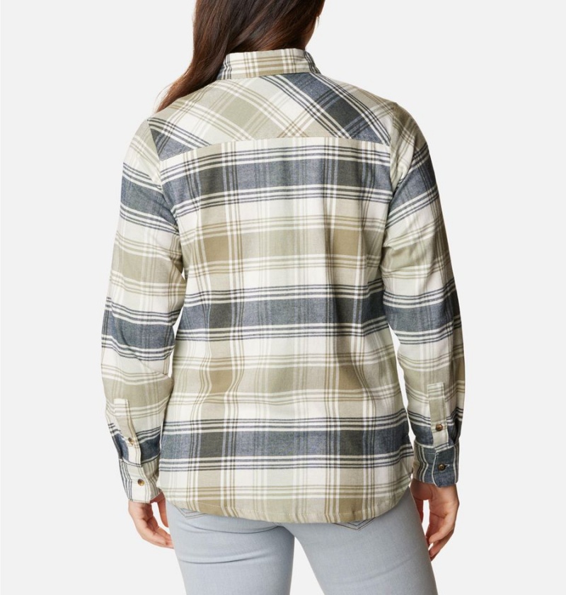 Columbia Calico Basin Flannel Long Sleeve Women's Shirt Green | KZYEMX-952