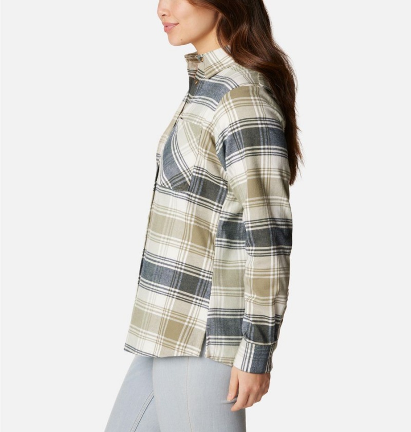 Columbia Calico Basin Flannel Long Sleeve Women's Shirt Green | KZYEMX-952