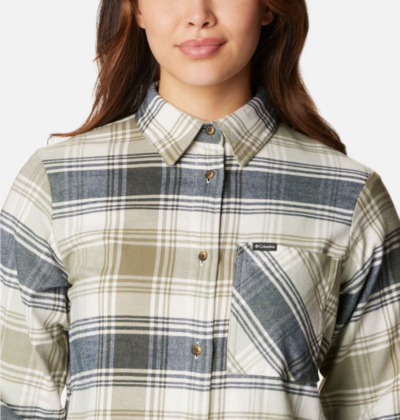 Columbia Calico Basin Flannel Long Sleeve Women's Shirt Green | KZYEMX-952