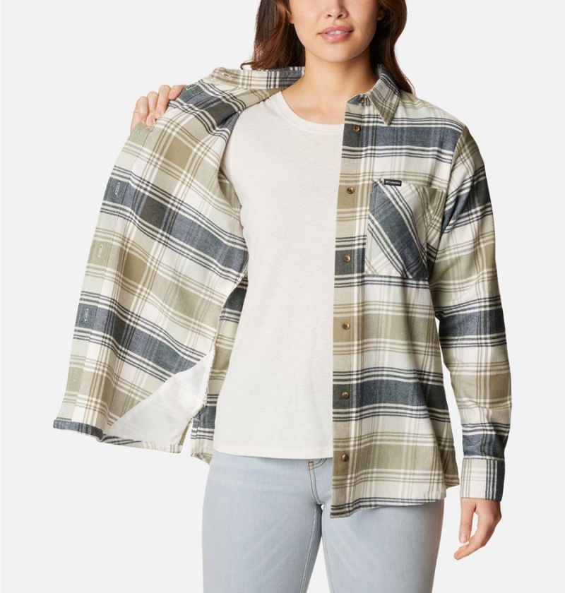 Columbia Calico Basin Flannel Long Sleeve Women's Shirt Green | KZYEMX-952