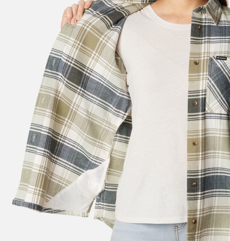 Columbia Calico Basin Flannel Long Sleeve Women's Shirt Green | KZYEMX-952