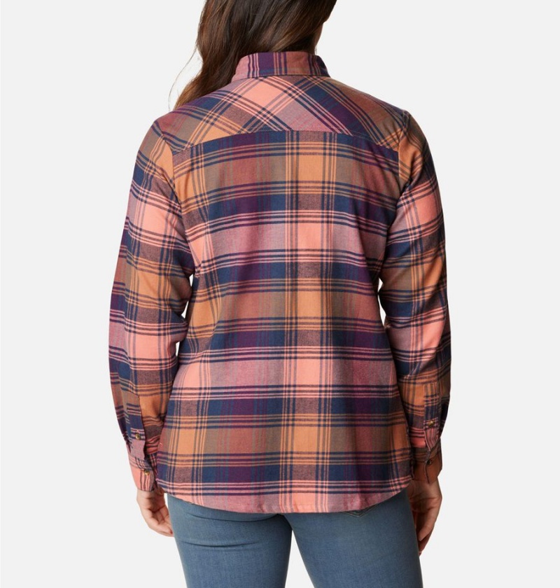 Columbia Calico Basin Flannel Long Sleeve Women's Shirt Coral | AEDWYM-582