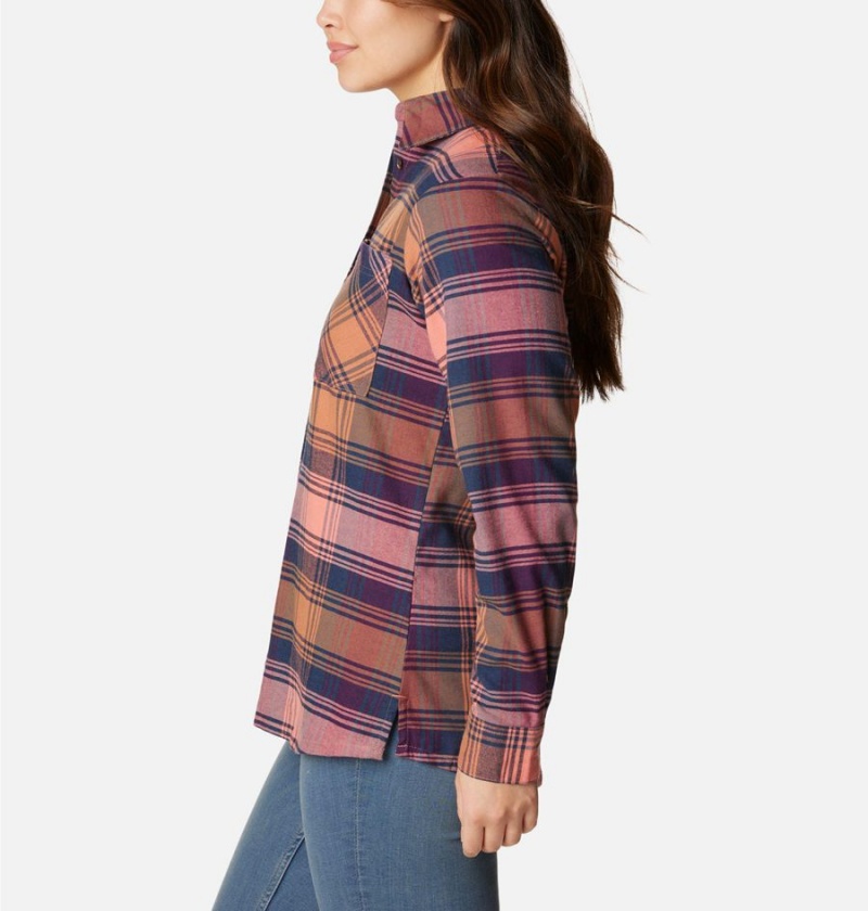 Columbia Calico Basin Flannel Long Sleeve Women's Shirt Coral | AEDWYM-582