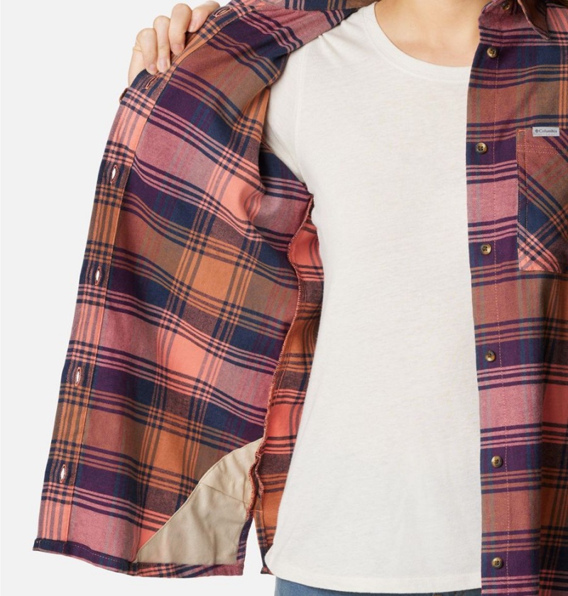Columbia Calico Basin Flannel Long Sleeve Women's Shirt Coral | AEDWYM-582