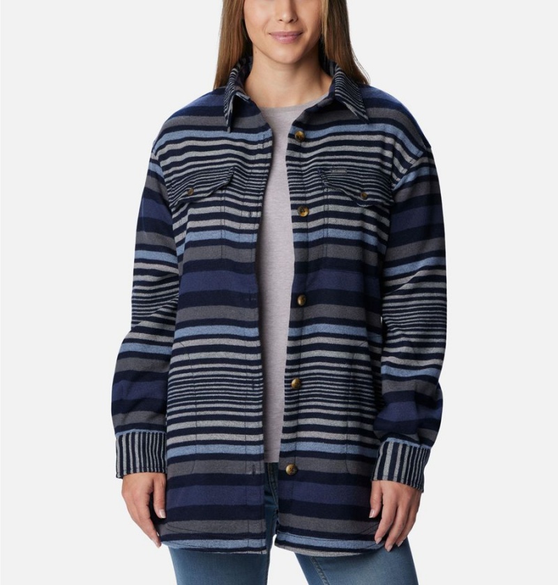 Columbia Calico Basin Jacket Women\'s Shirt Navy | SEDOPT-950