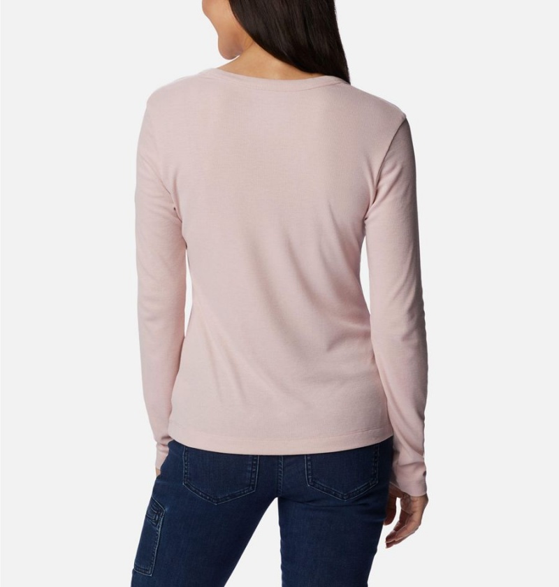 Columbia Calico Basin Ribbed Long Sleeve Women's T-Shirt Pink | BYWJHP-942