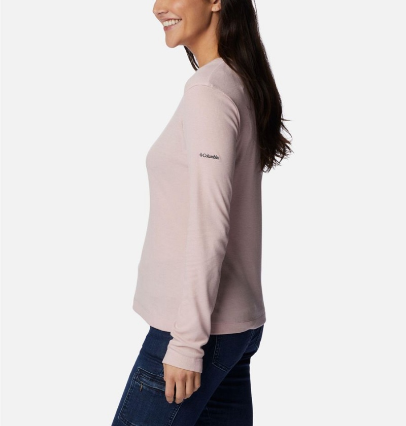 Columbia Calico Basin Ribbed Long Sleeve Women's T-Shirt Pink | BYWJHP-942