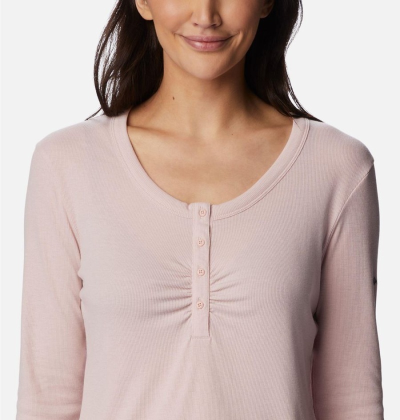 Columbia Calico Basin Ribbed Long Sleeve Women's T-Shirt Pink | BYWJHP-942