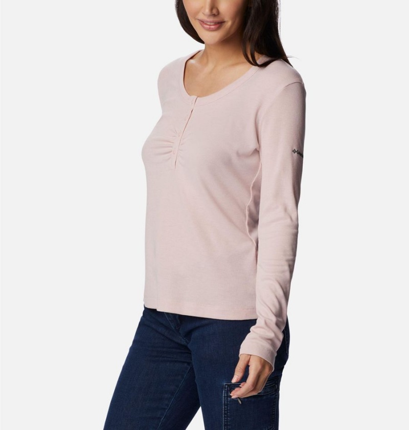 Columbia Calico Basin Ribbed Long Sleeve Women's T-Shirt Pink | BYWJHP-942