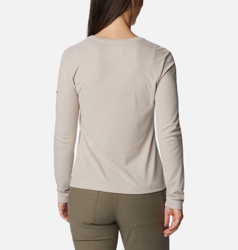 Columbia Calico Basin Ribbed Long Sleeve Women's T-Shirt Beige | TUZPXC-037