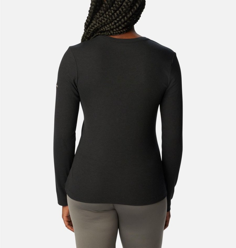Columbia Calico Basin Ribbed Long Sleeve Women's T-Shirt Black | XRUKFG-310