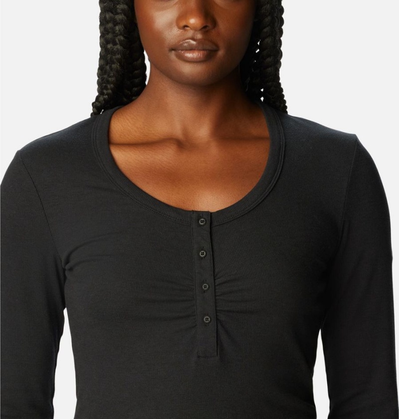 Columbia Calico Basin Ribbed Long Sleeve Women's T-Shirt Black | XRUKFG-310