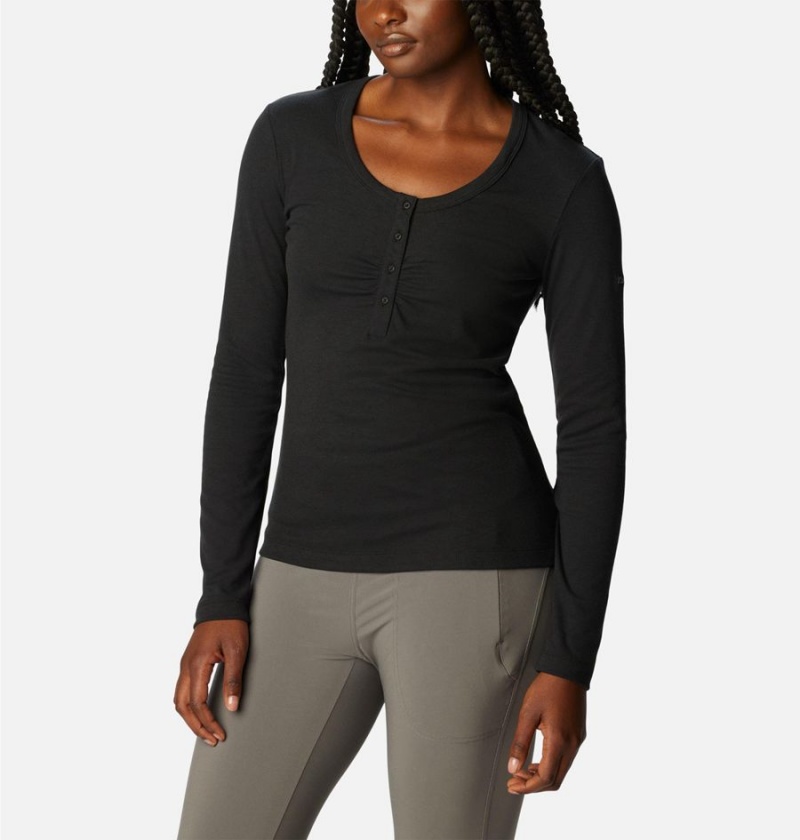 Columbia Calico Basin Ribbed Long Sleeve Women's T-Shirt Black | XRUKFG-310