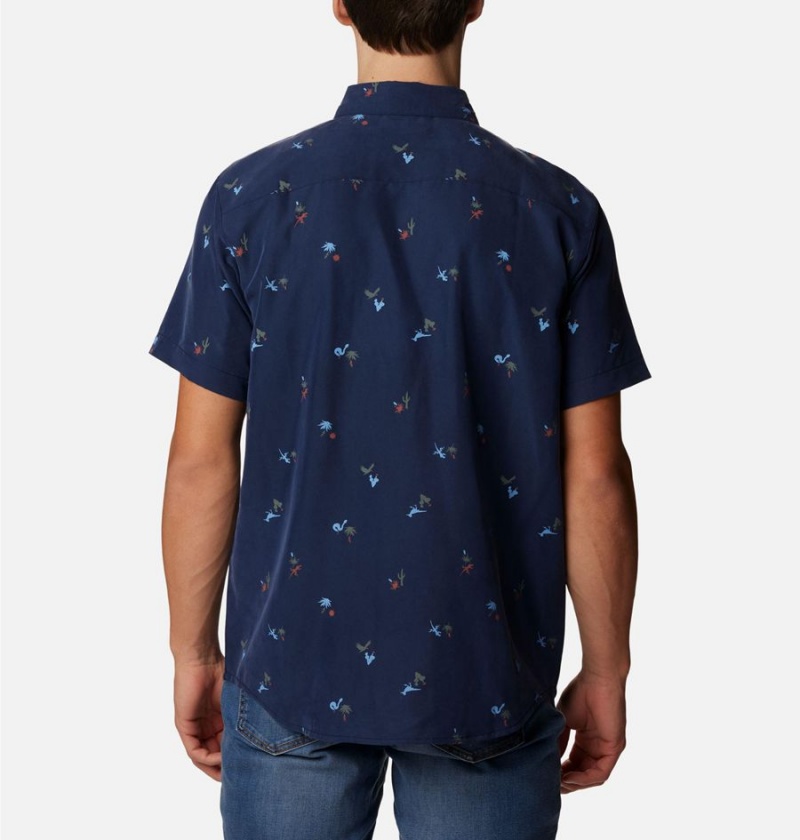 Columbia Captree Island Short Sleeve Men's Shirt Navy | IZDEBK-083