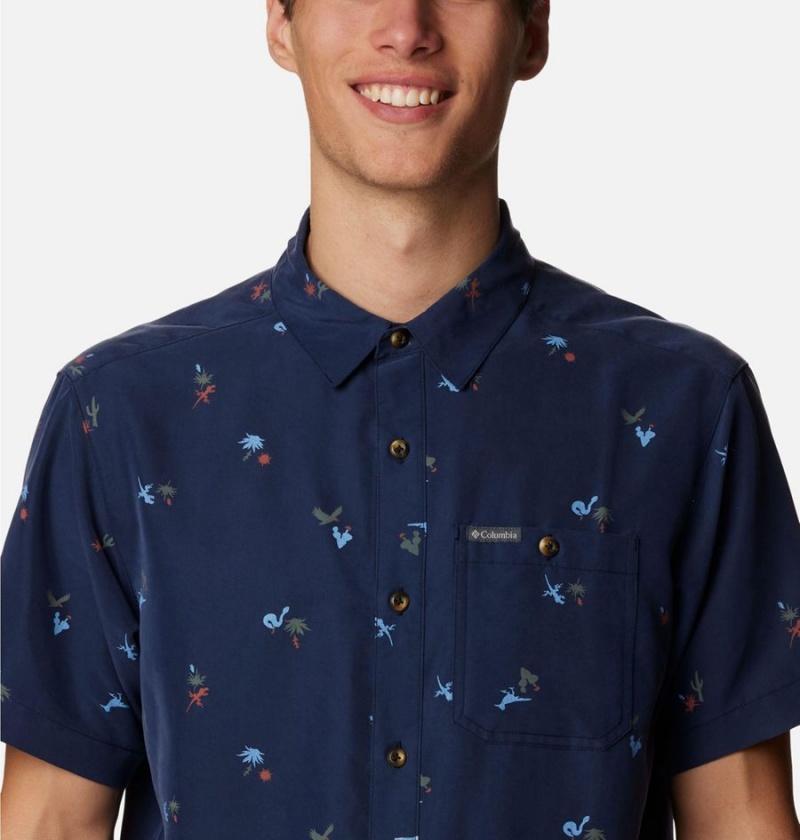 Columbia Captree Island Short Sleeve Men's Shirt Navy | IZDEBK-083