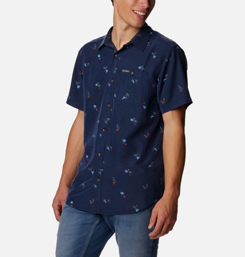 Columbia Captree Island Short Sleeve Men's Shirt Navy | IZDEBK-083