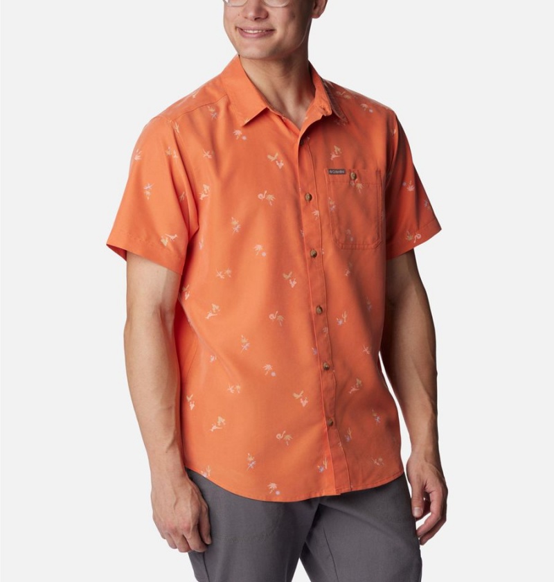 Columbia Captree Island Short Sleeve Men's Shirt Orange | LRYUGT-649