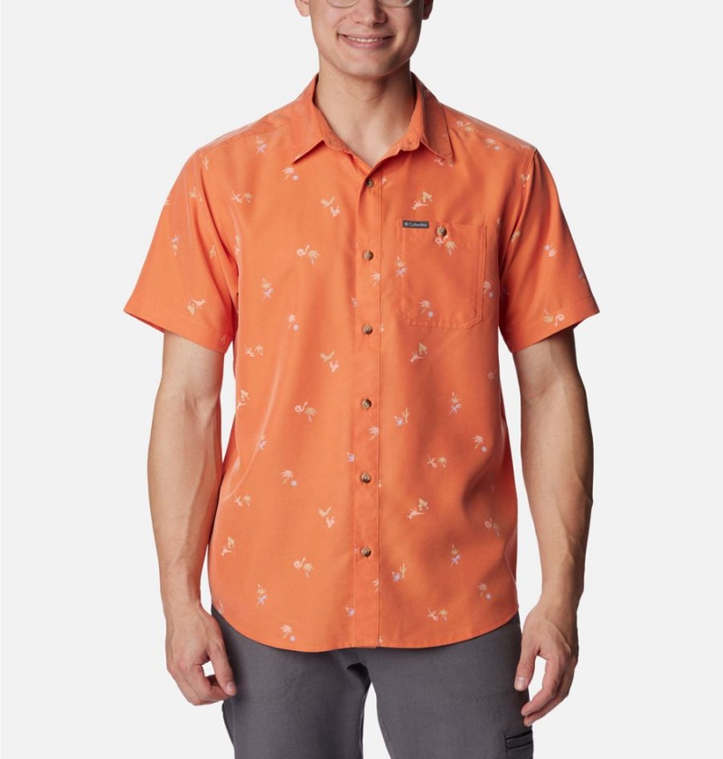 Columbia Captree Island Short Sleeve Men\'s Shirt Orange | LRYUGT-649