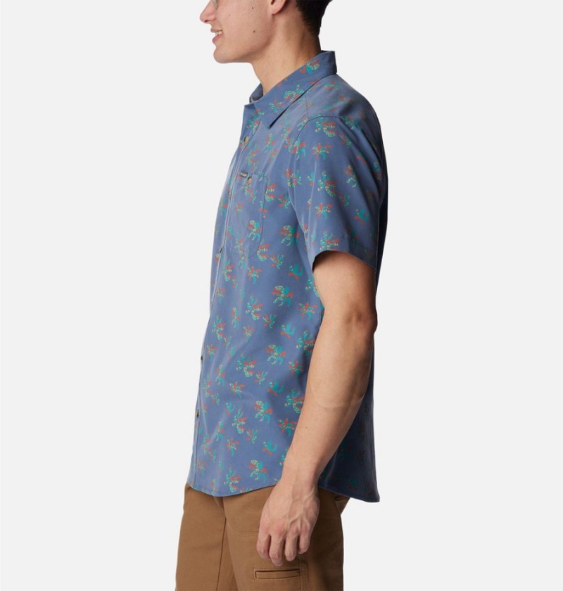 Columbia Captree Island Short Sleeve Men's Shirt Blue | WKVCSH-604