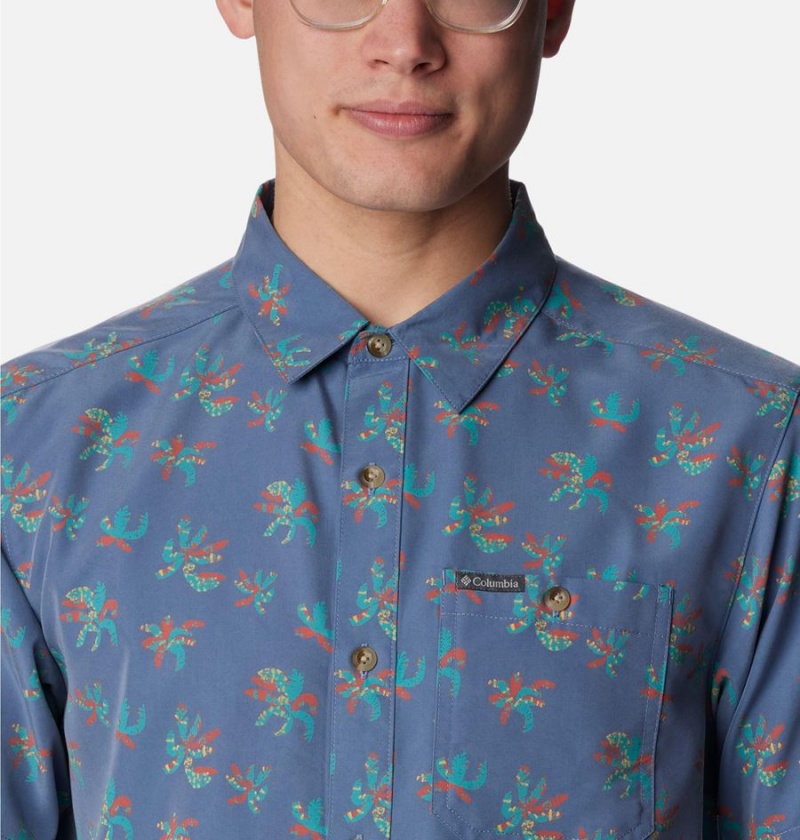Columbia Captree Island Short Sleeve Men's Shirt Blue | WKVCSH-604