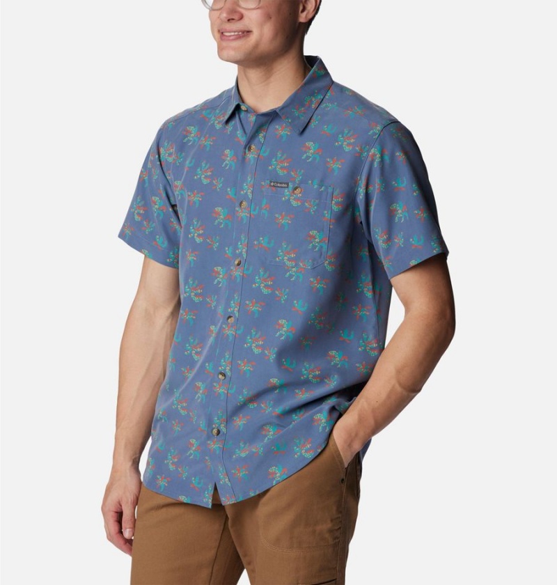 Columbia Captree Island Short Sleeve Men's Shirt Blue | WKVCSH-604
