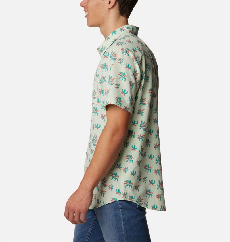 Columbia Captree Island Short Sleeve Men's Shirt Green | RQGXSM-072