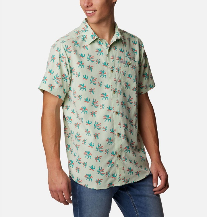Columbia Captree Island Short Sleeve Men's Shirt Green | RQGXSM-072