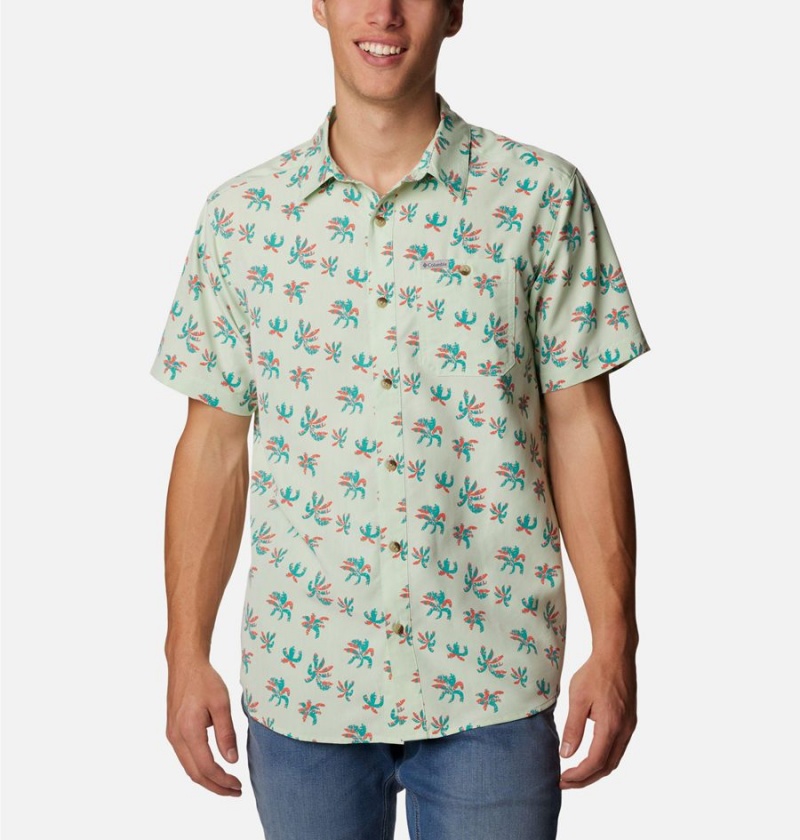Columbia Captree Island Short Sleeve Men\'s Shirt Green | RQGXSM-072