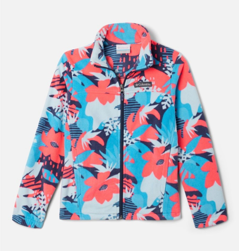 Columbia Castle Dale Printed Full Zip Fleece Kids\' Jacket Blue | ZQOLGU-198