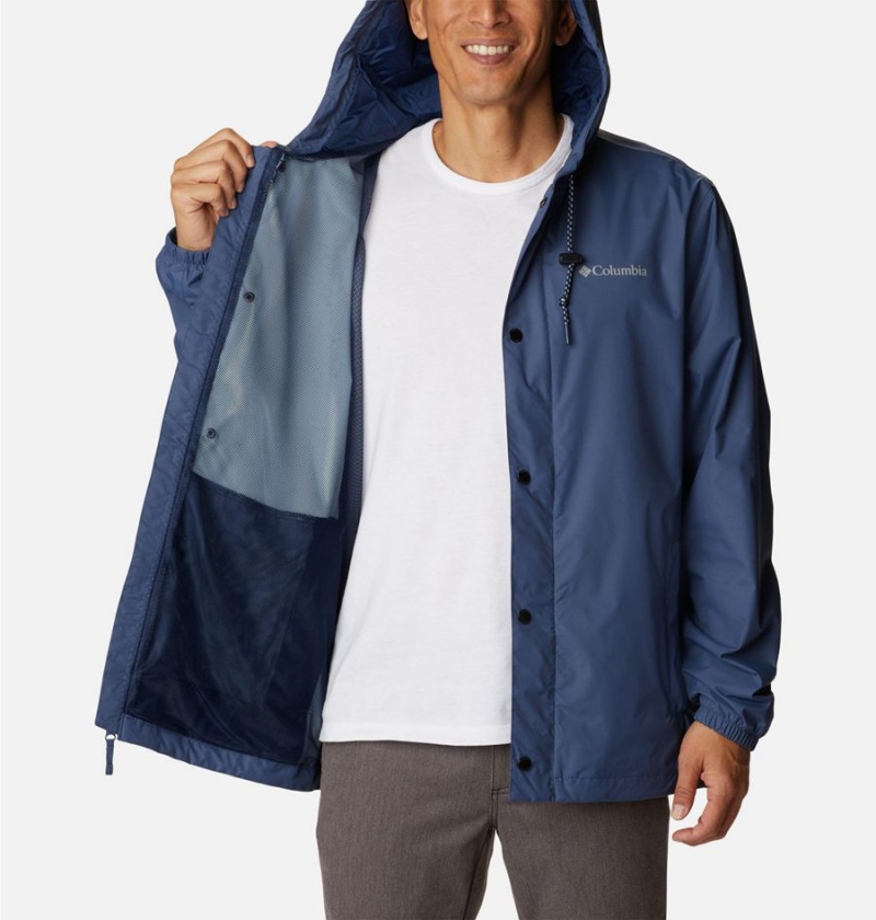 Columbia Cedar Cliff Men's Rain Jacket Blue | PVJZYE-981