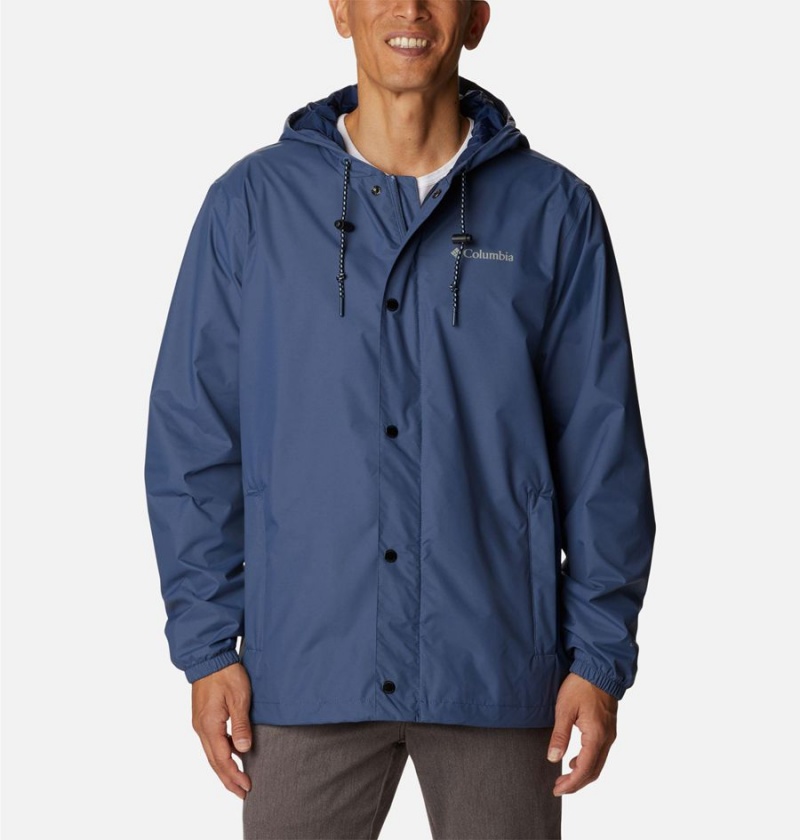 Columbia Cedar Cliff Men\'s Rain Jacket Blue | PVJZYE-981
