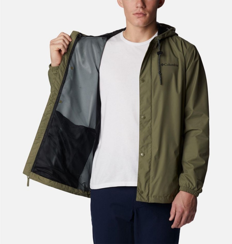 Columbia Cedar Cliff Men's Rain Jacket Green | SNWZJQ-768