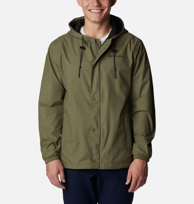 Columbia Cedar Cliff Men\'s Rain Jacket Green | SNWZJQ-768