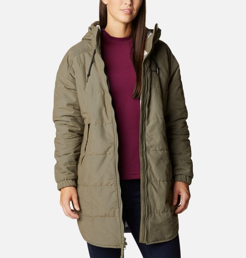 Columbia Chatfield Hill Novelty Women's Coats Green | UXOZTN-543