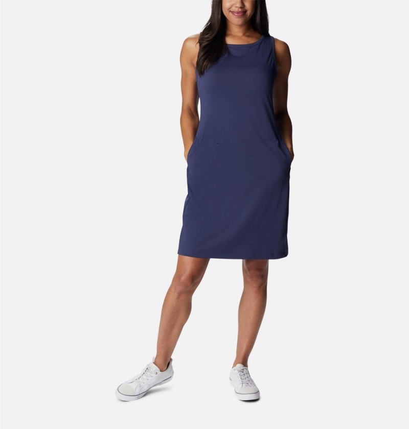 Columbia Chill River Printed Women's Dress Navy | TDHLUG-395