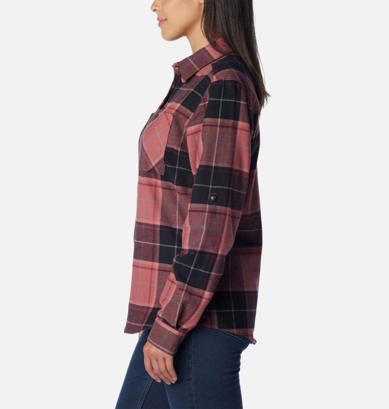 Columbia Clay Hills Stretch Flannel Women's Shirt Coral | ZTBWMQ-372