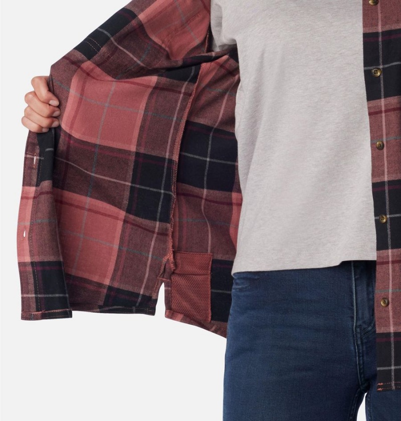 Columbia Clay Hills Stretch Flannel Women's Shirt Coral | ZTBWMQ-372