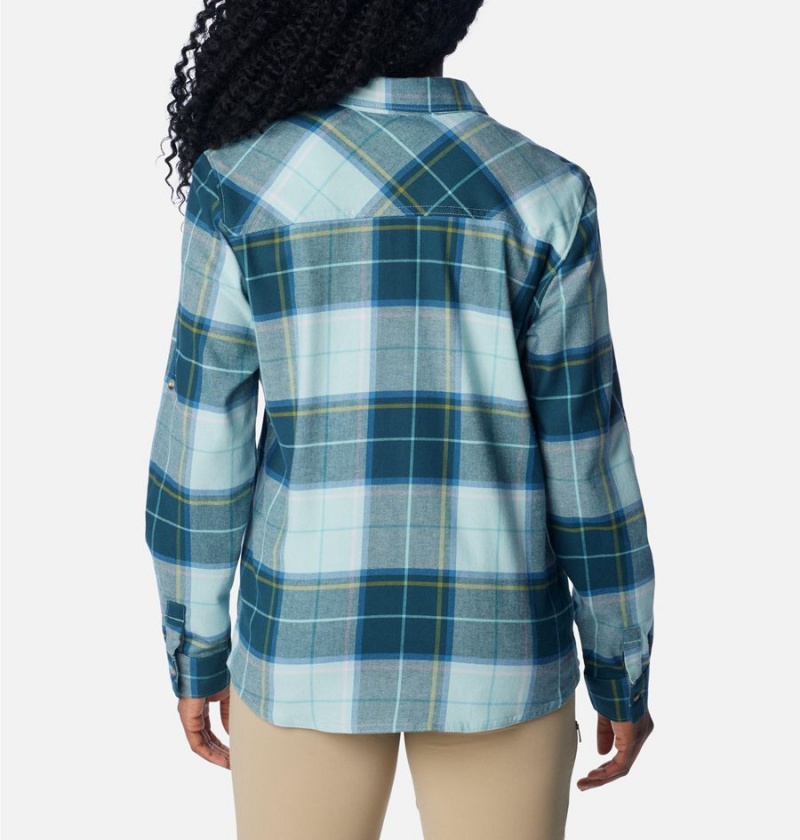 Columbia Clay Hills Stretch Flannel Women's Shirt Turquoise | DMKZXL-684