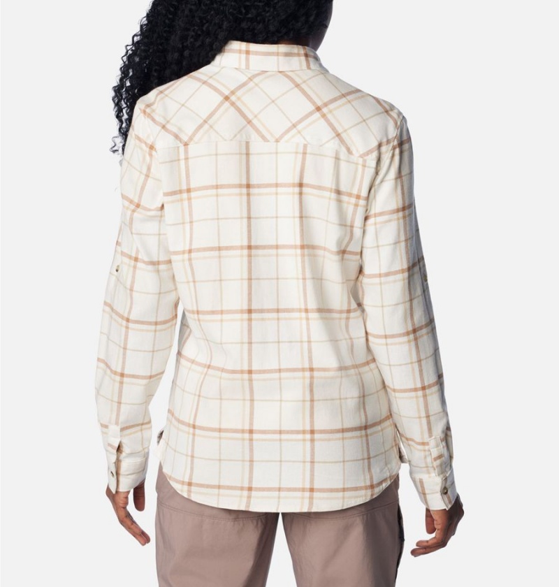 Columbia Clay Hills Stretch Flannel Women's Shirt White | BNUQCZ-368
