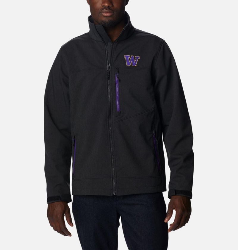Columbia Collegiate Ascender II - Washington Men\'s Softshell Jackets Black | IQJEBO-154