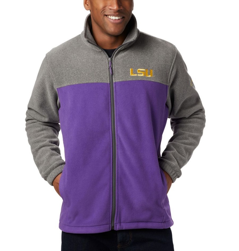 Columbia Collegiate Flanker III - LSU Men's Fleece Jacket Purple | NYSCLM-865