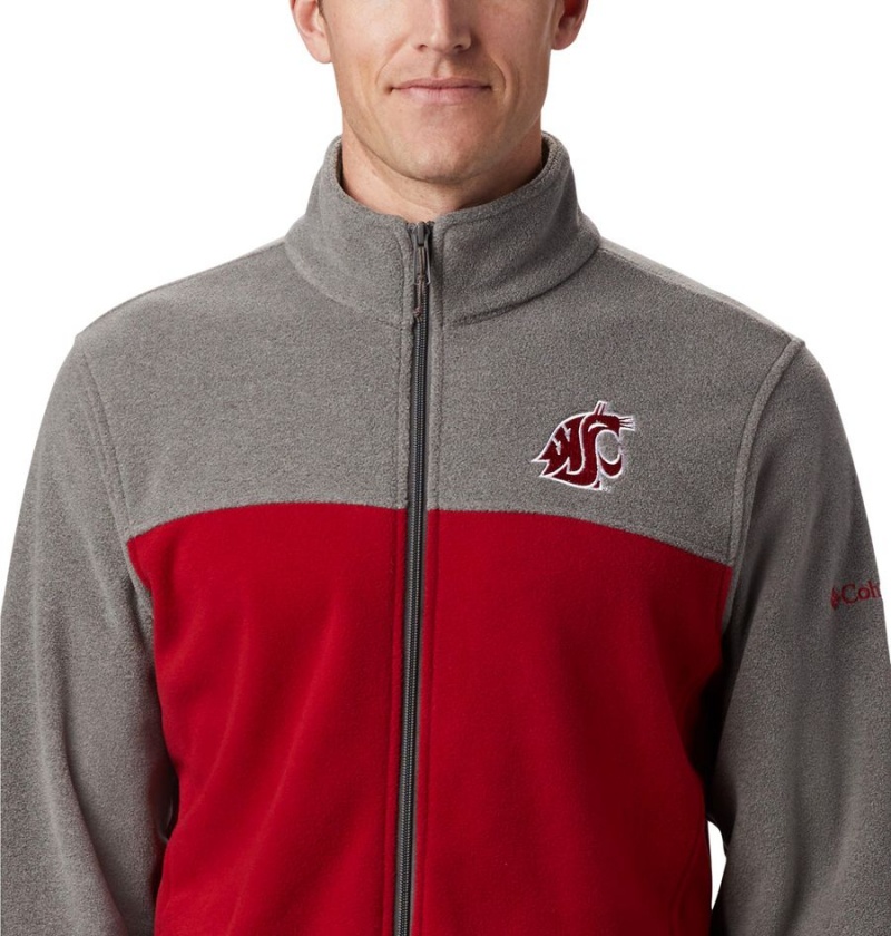 Columbia Collegiate Flanker III - Washington State Men's Fleece Jacket Red | DUPNGZ-148