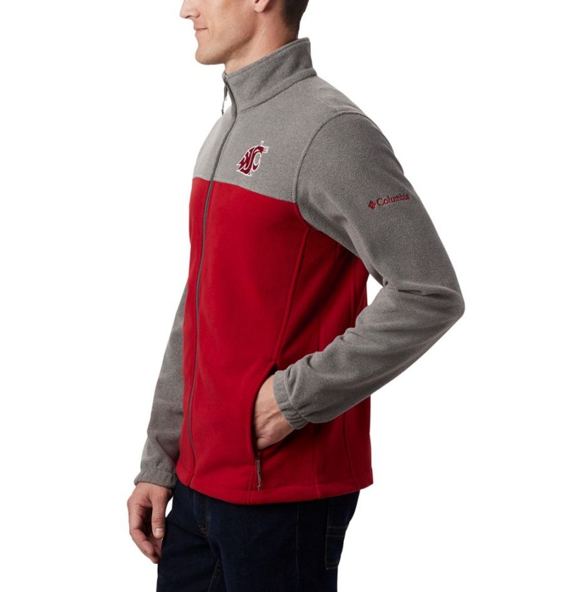 Columbia Collegiate Flanker III - Washington State Men's Fleece Jacket Red | DUPNGZ-148
