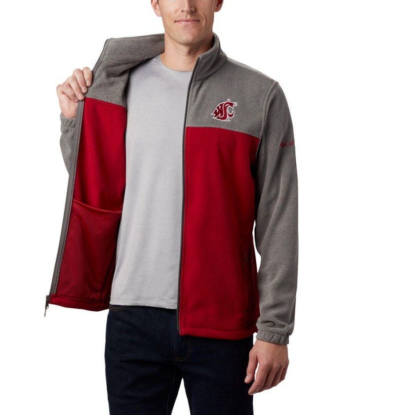 Columbia Collegiate Flanker III - Washington State Men's Fleece Jacket Red | DUPNGZ-148