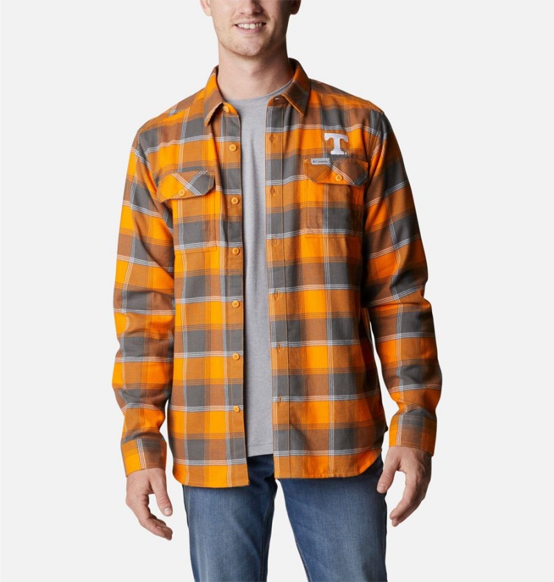Columbia Collegiate Flare Gun Flannel Long Sleeve - Tennessee Men\'s Shirt Orange | KTDNUF-491