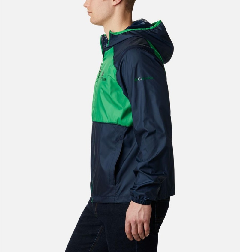 Columbia Collegiate Flash Forward Jacket - Notre Dame Men's Windbreaker Navy | IPOKYV-375