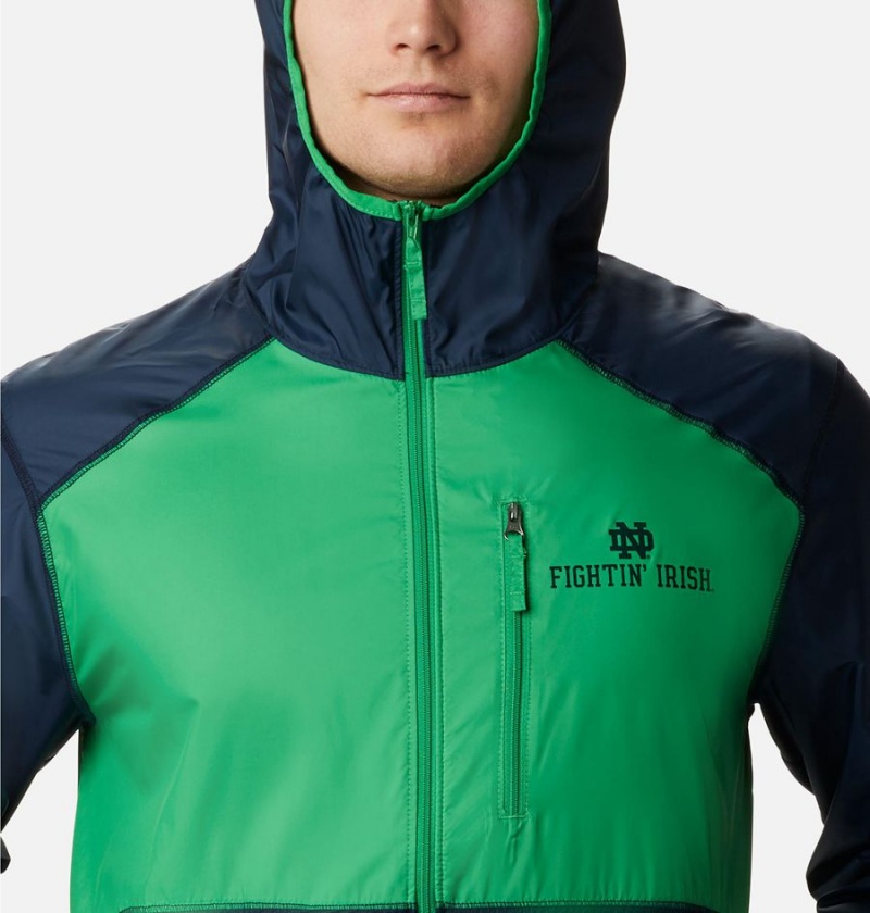 Columbia Collegiate Flash Forward Jacket - Notre Dame Men's Windbreaker Navy | IPOKYV-375