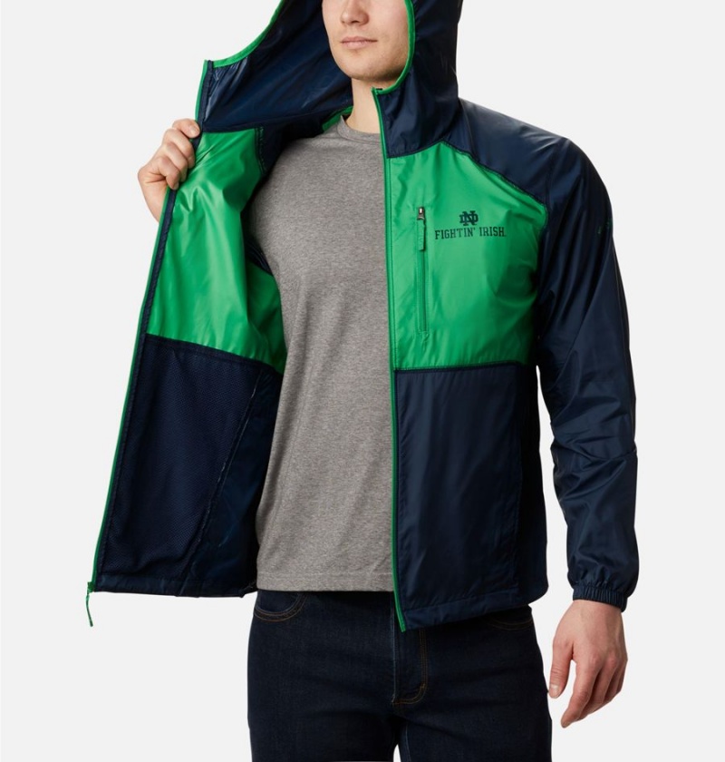 Columbia Collegiate Flash Forward Jacket - Notre Dame Men's Windbreaker Navy | IPOKYV-375