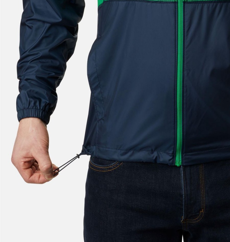 Columbia Collegiate Flash Forward Jacket - Notre Dame Men's Windbreaker Navy | IPOKYV-375